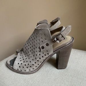Rag & Bone taupe leather peep-toe ankle booties